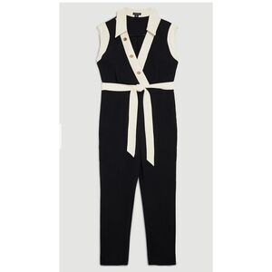 NWT Karen Millen  Twill Button Detail Woven Wrap Jumpsuit Size: 8